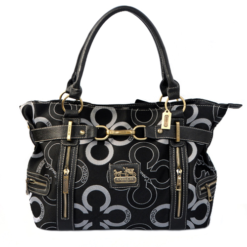 Coach Poppy C Signature Large Black Satchels EKG Coach Poppy C Signature Large Black Satchels EKG